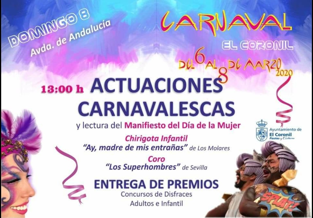 Domingo 8, actuaciones de grupos de carnaval y actividades diversas.