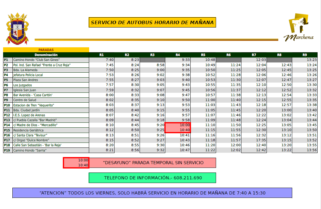 Horario de mañana