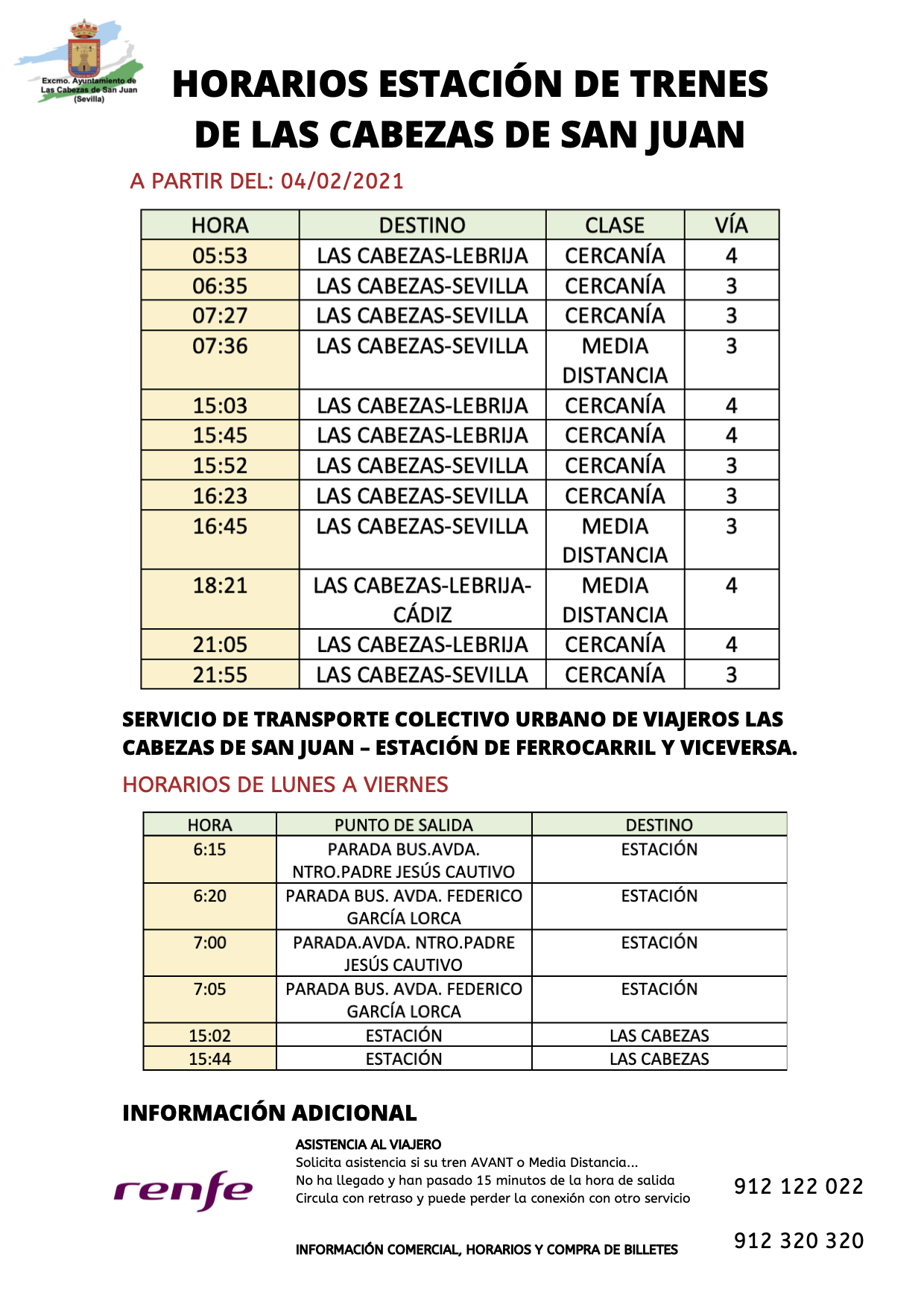 Horarios estación de trenes de Las Cabezas